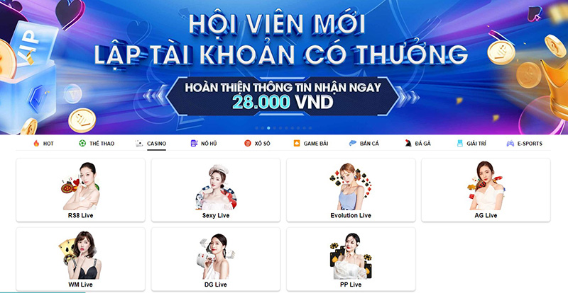 Sảnh cược casino RS8